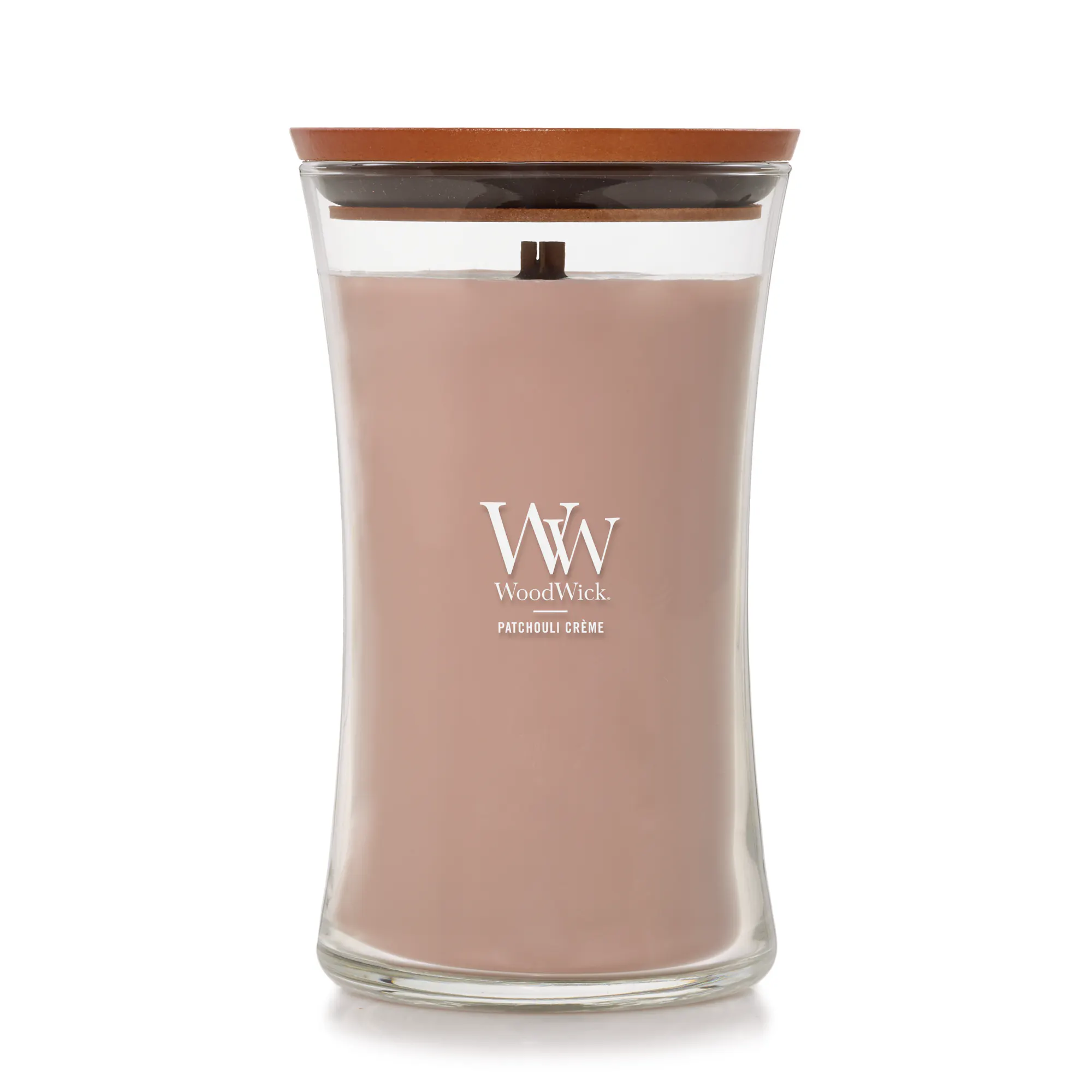wick and vessel tobacco and patchouli Patchouli Crème WoodWick® Large Hourglass Candle - Large Hourglass Candles