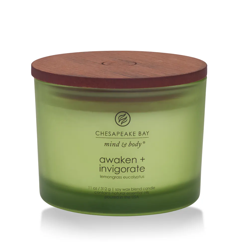 awaken invigorate lemongrass eucalyptus 3 wick coffee table jar candle