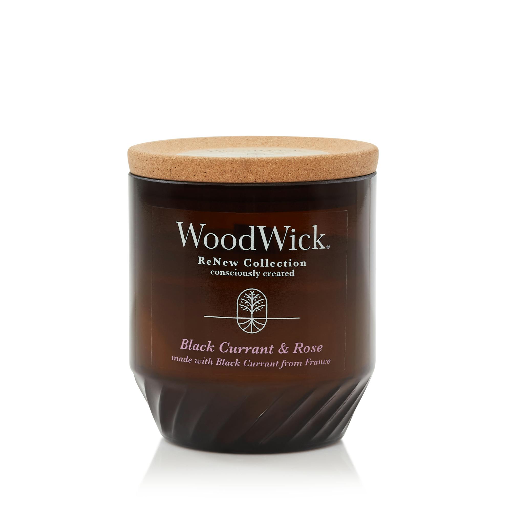 Woodwick Black Currant And Rose  Medium Renew Candle, 6 oz