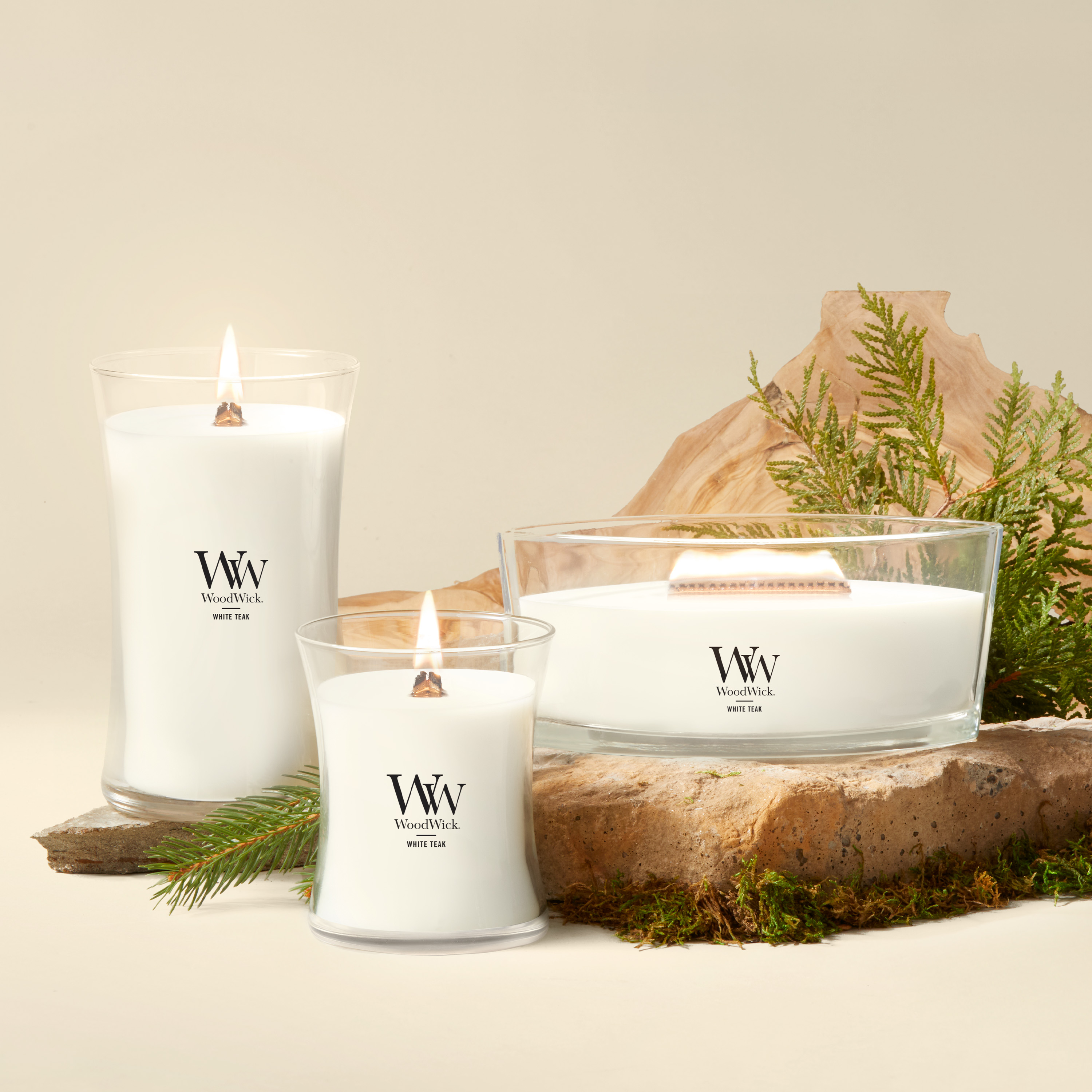 WW wood wick white teak Mサイズ　3個セット White Teak WoodWick® Ellipse Candle - Ellipse Candles | Yankee Candle