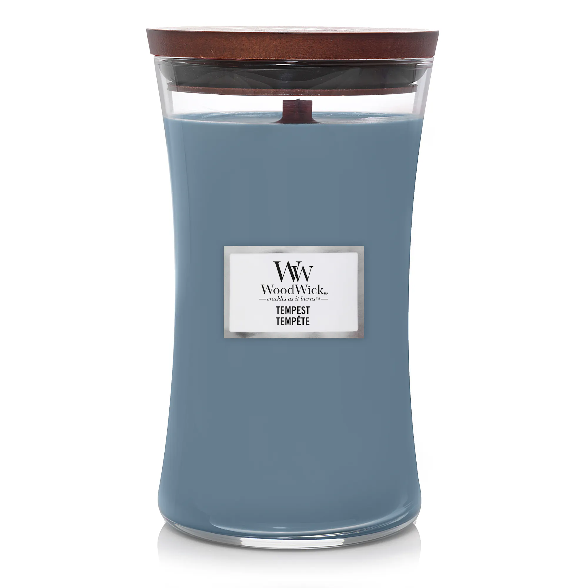 Tempest Candle Large Hourglass Candle WoodWick, Blue, 10.2cm x 10.2cm x 17.8cm | Woody