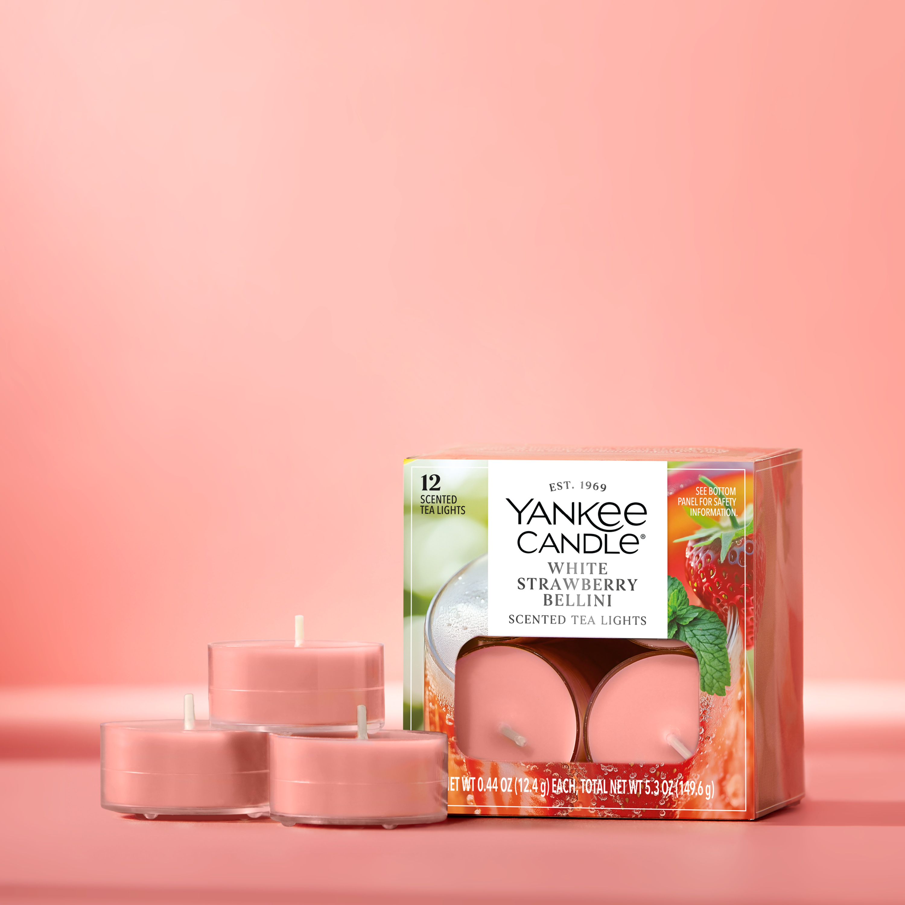 White Strawberry Bellini Tea Light Candles - Thumbnail 2