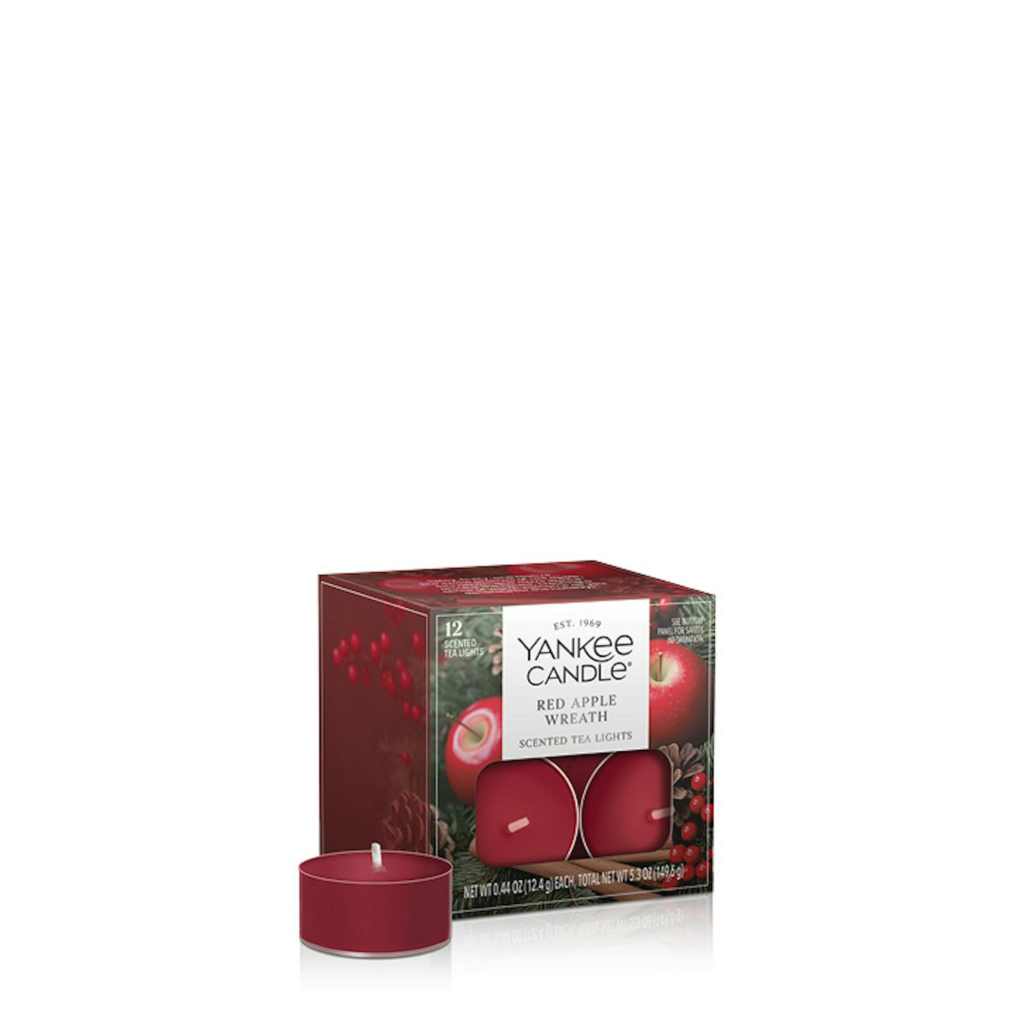 Yankee Candle Red Apple Wreath Tea Light Candles, 0.44 oz Each