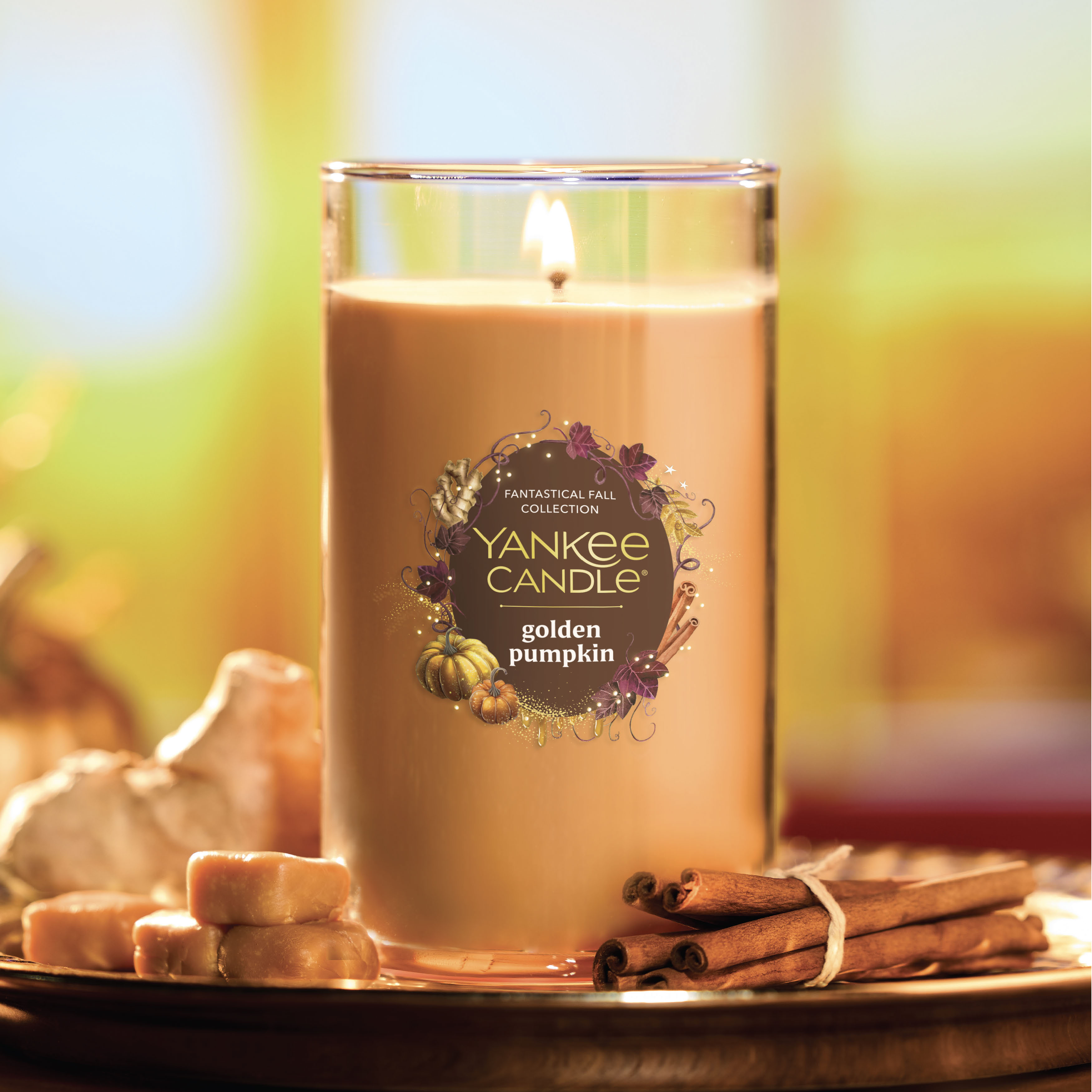 Golden Pumpkin Medium Pillar Candle