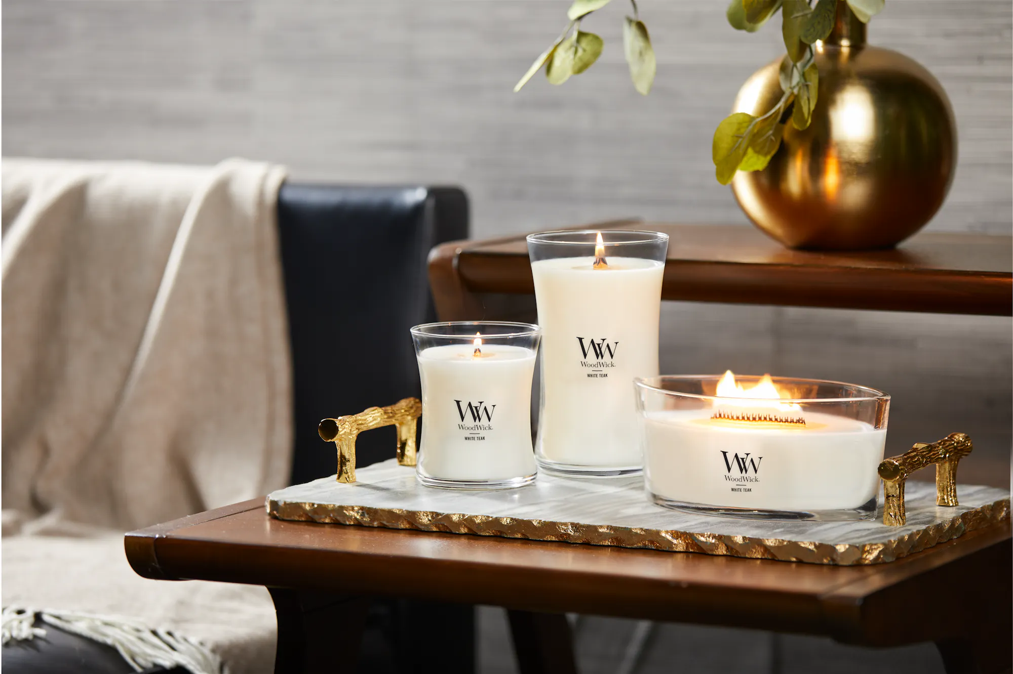WW wood wick white teak Mサイズ　3個セット White Teak WoodWick® Large Hourglass Candle - Large Hourglass