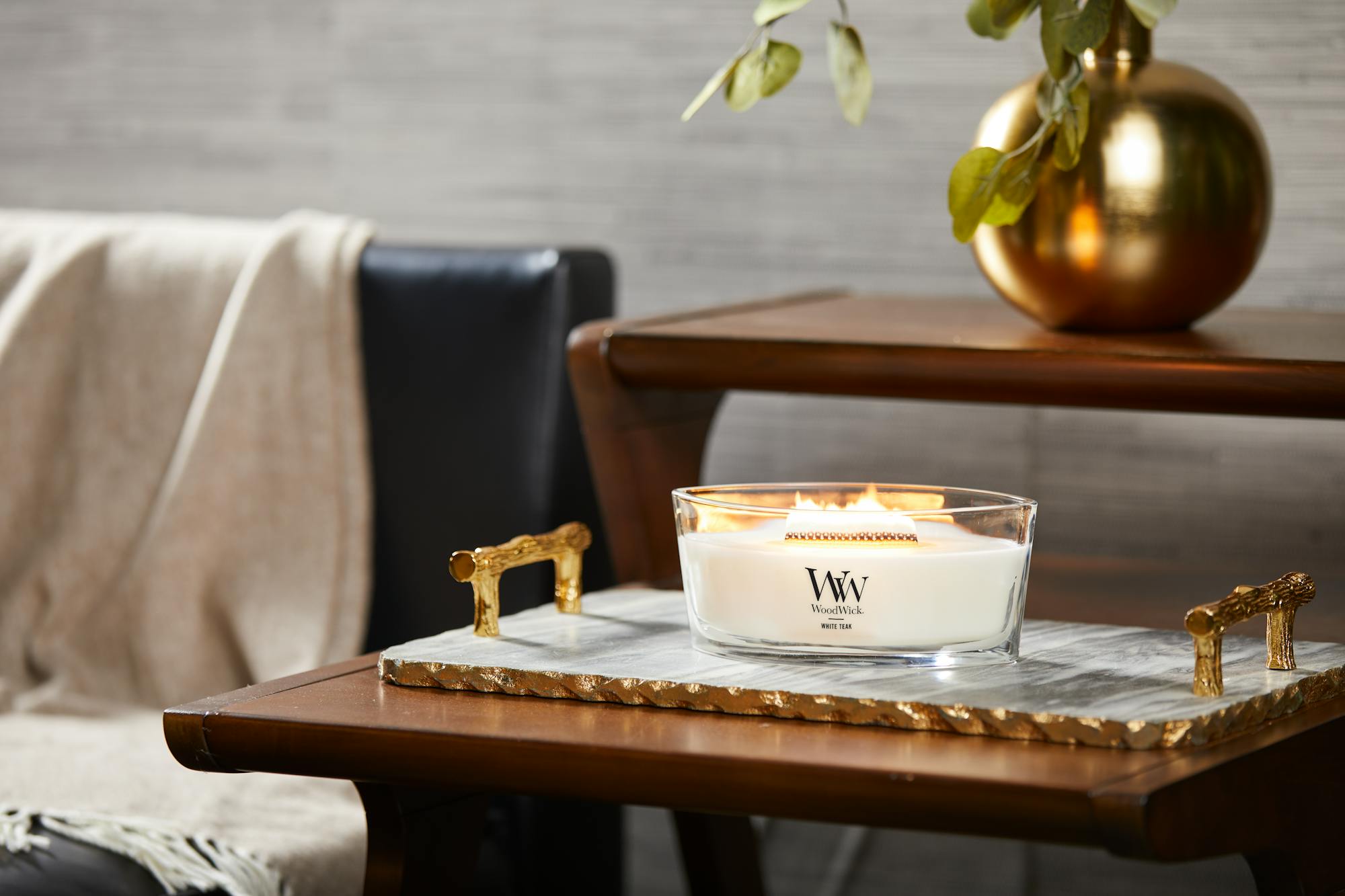 White Teak WoodWick® Ellipse Candle - Ellipse Candles | Yankee Candle