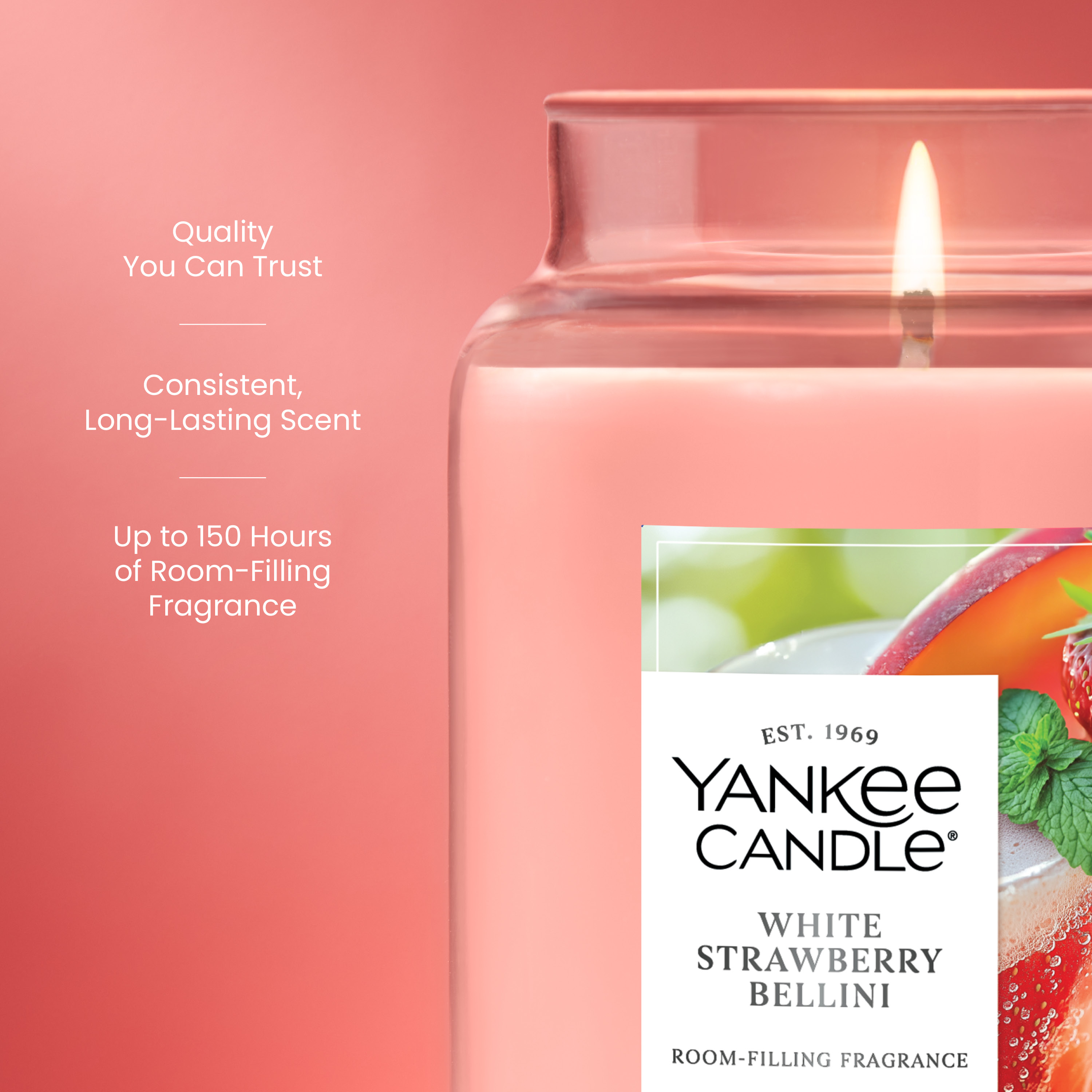 Yankee Candle 22 oz White Strawberry Bellini Jar Candle - Thumbnail 4