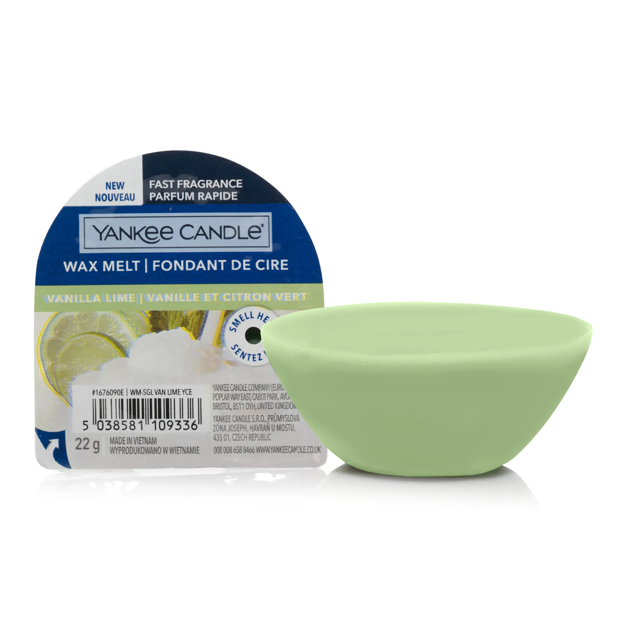 Vanilla Lime Wax Melt Wax Melt Yankee Candle, Green, 5.6cm x 1.5cm | Sweet & Spicy