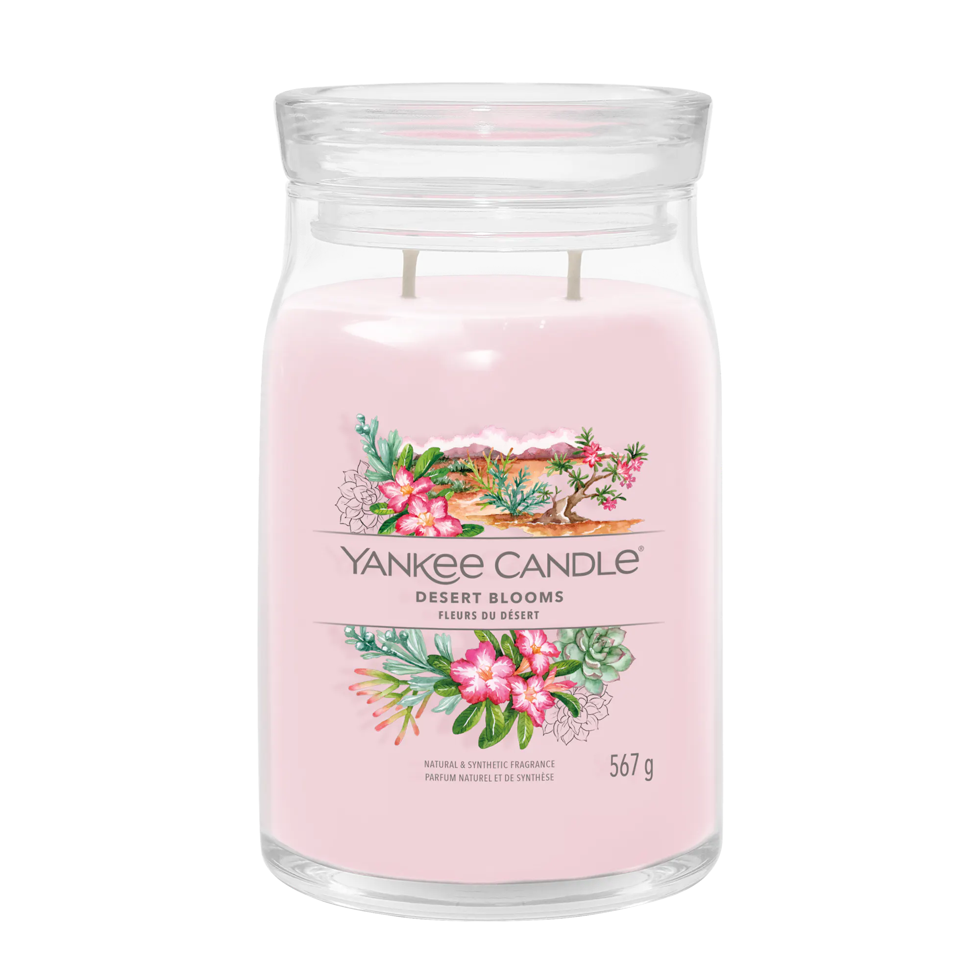 Desert Blooms Candle Signature Large Jar Candle Yankee Candle, Pink, 9.3cm x 15.7cm | Woody