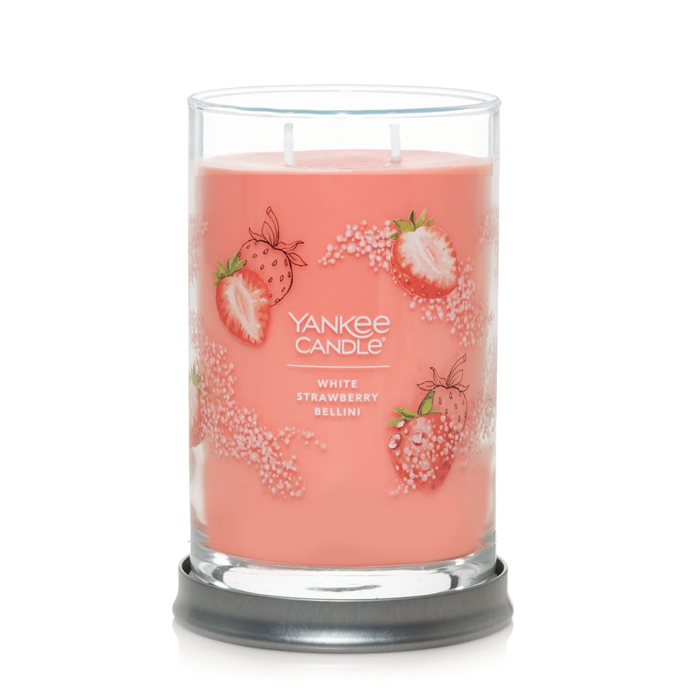 2 wick jar candle, white strawberry bellini