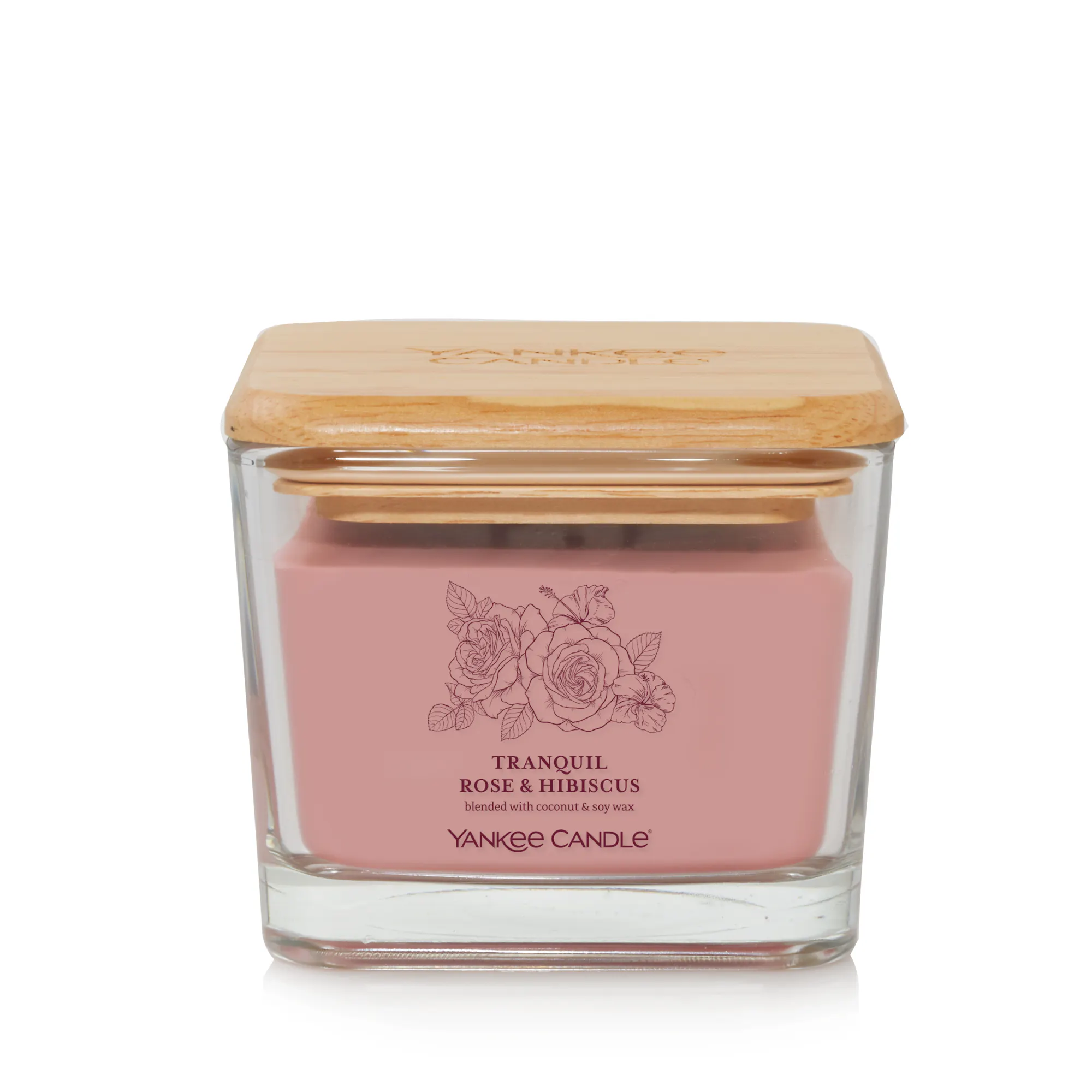 Tranquil Rose & Hibiscus Well Living Medium Square Candle - Medium