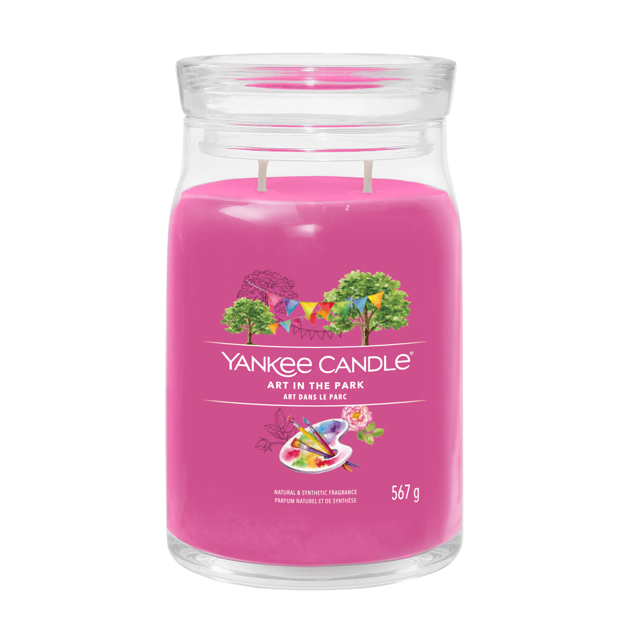 Art in the Park Candle Signature Large Jar Candle Yankee Candle, Pink, 9.3cm x 15.7cm | Floral