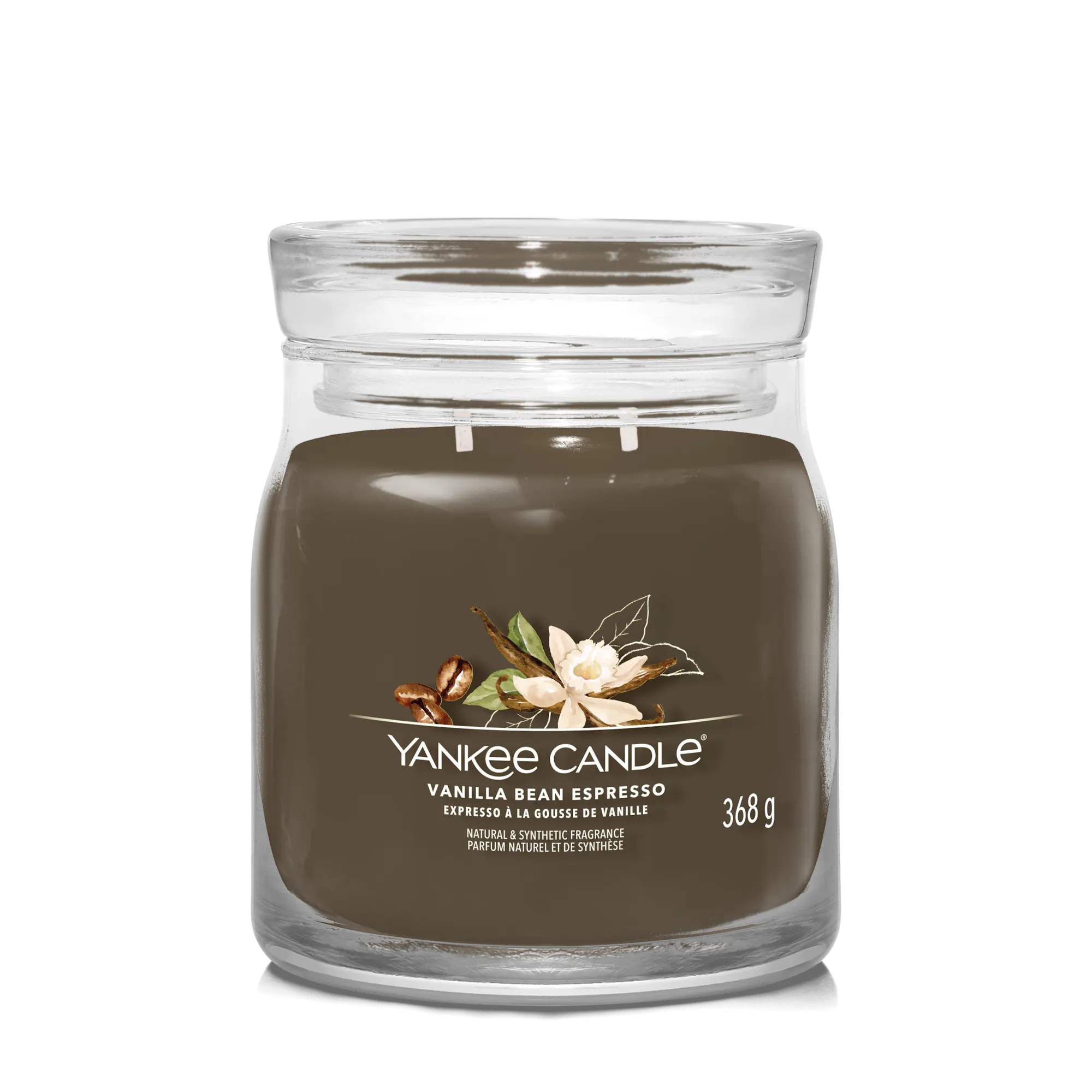 Vanilla Bean Espresso Candle Signature Medium Jar Candle Yankee Candle, Brown, 9.3cm x 11.4cm | Sweet & Spicy