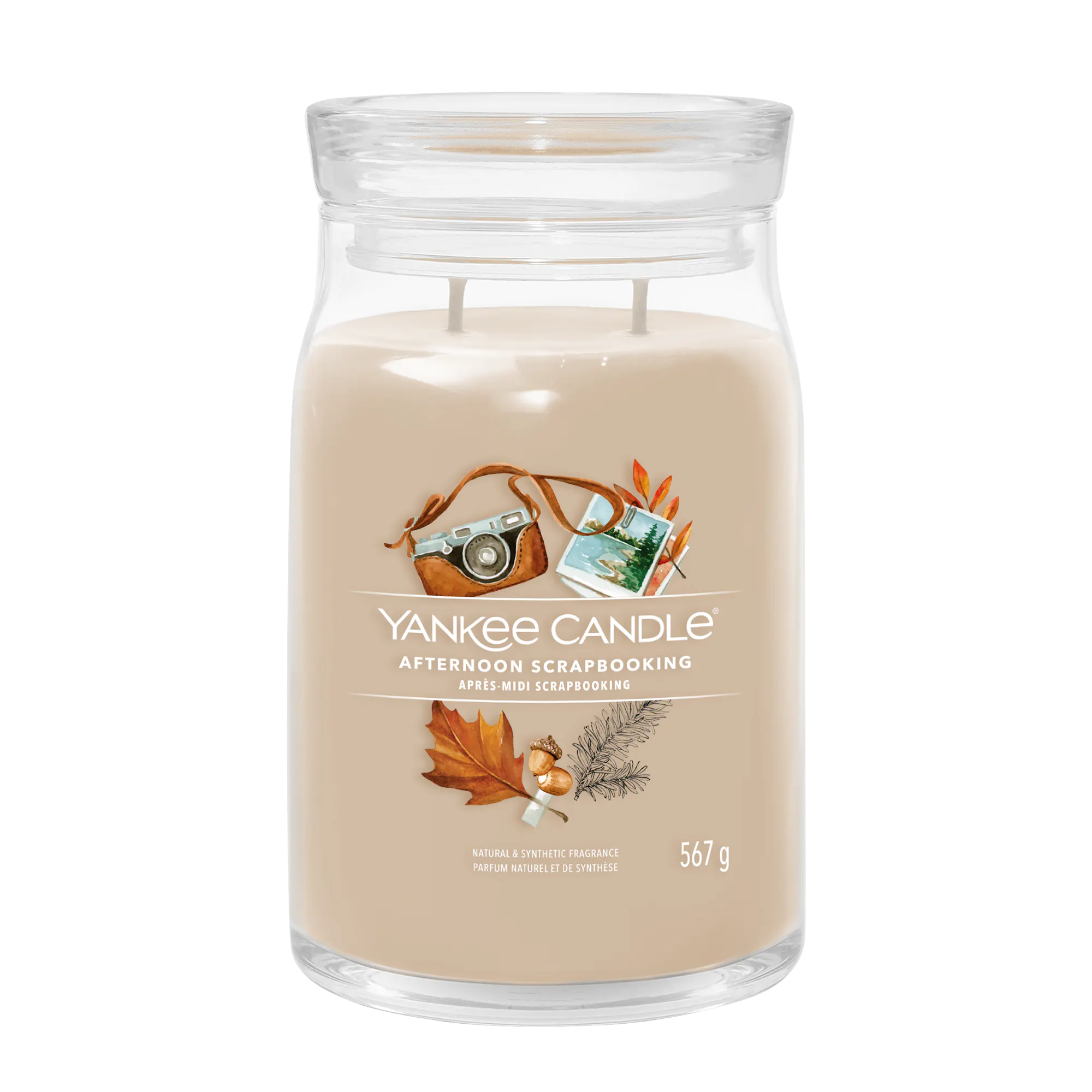 Afternoon Scrapbooking Candle Yankee Candle, Brown, 9.3cm x 15.7cm | Sweet & Spicy