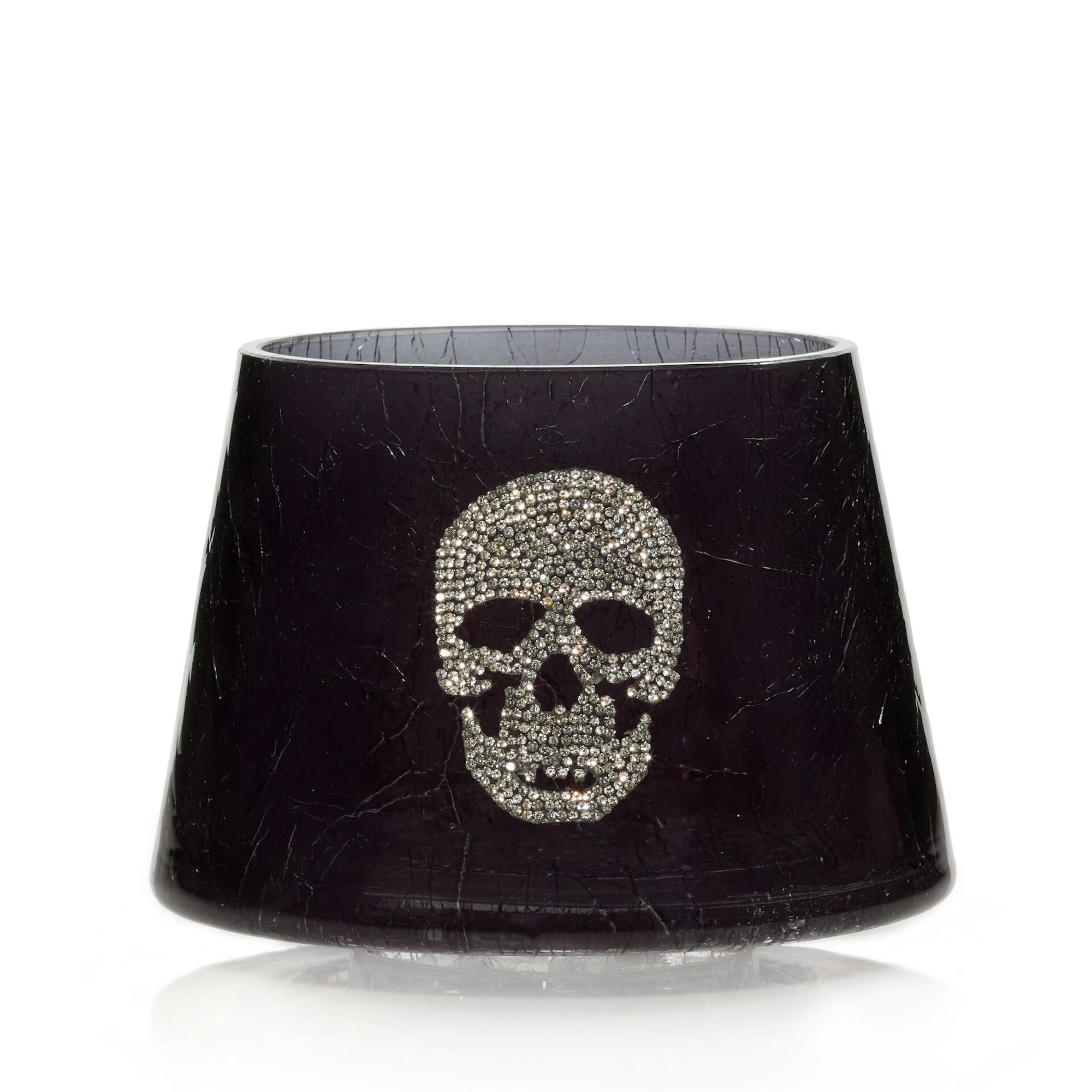 Yankee Candle Crackle Skull Glass Shade Jar Candle Shade In Black