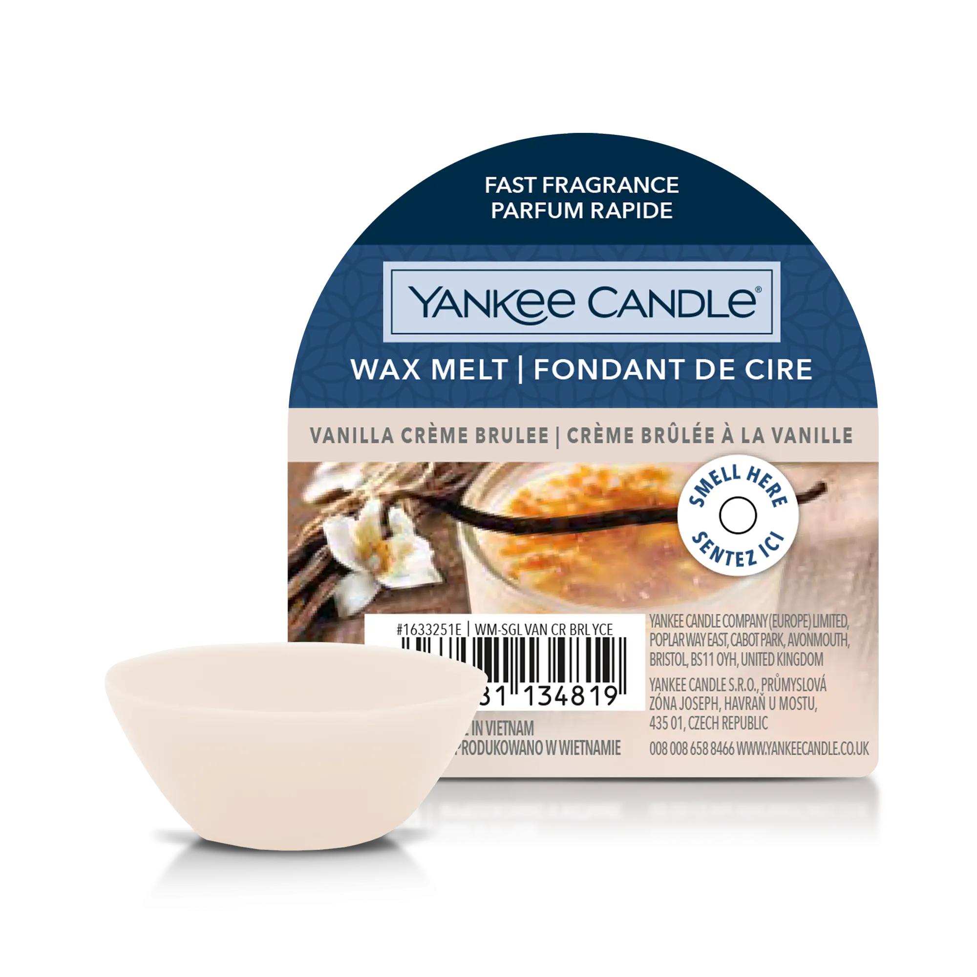 Vanilla Crème Brûlée Wax Melt Wax Melt Yankee Candle, Brown, 5.6cm x 1.5cm | Sweet & Spicy
