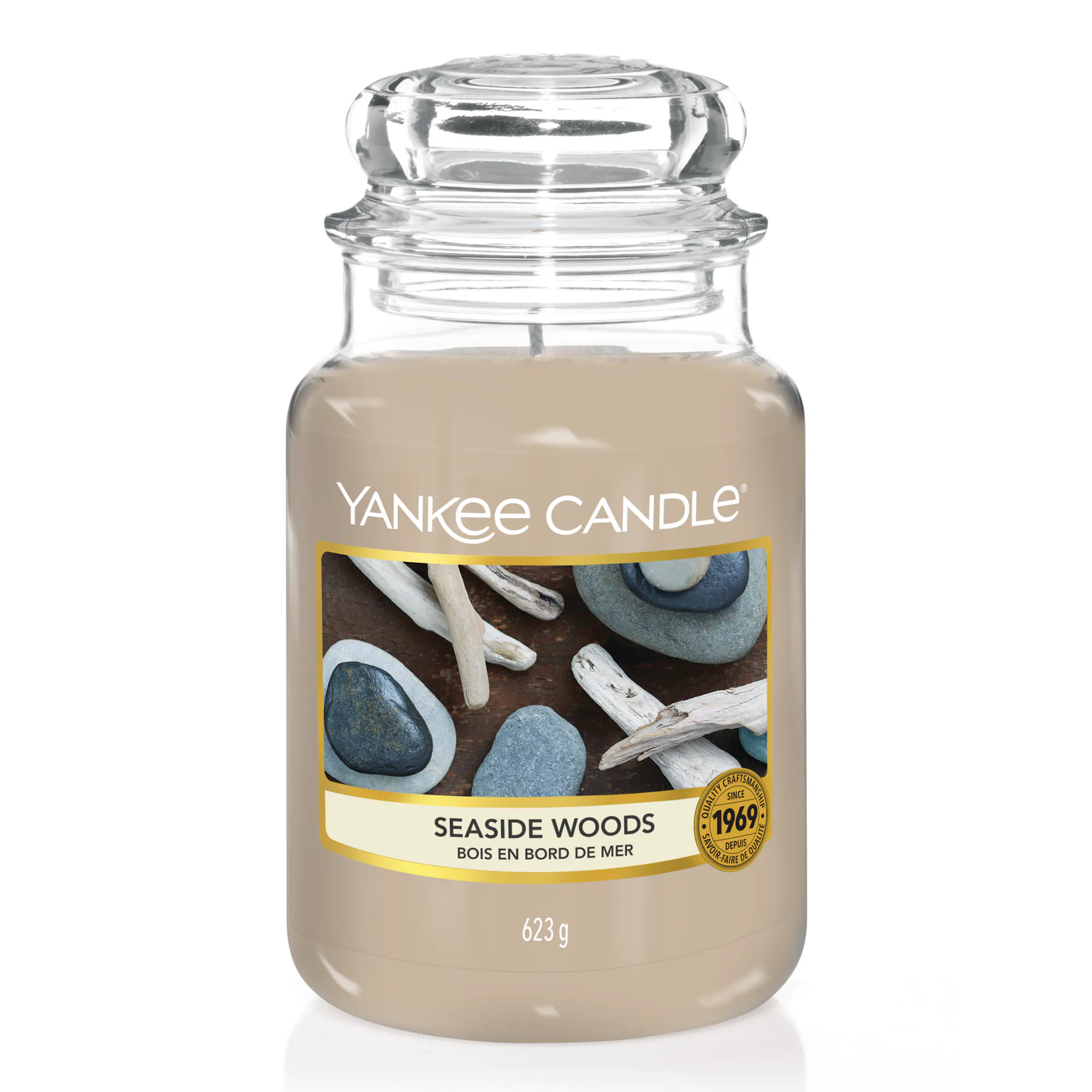 Seaside Woods Candle Original Large Jar Candle Yankee Candle, Brown, 10.7cm x 16.8cm | Woody