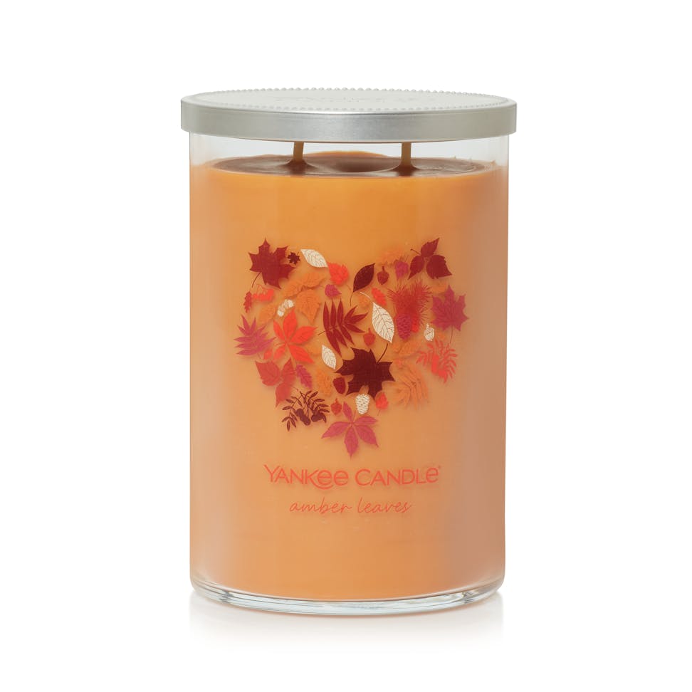 amber leaves two wick tumbler candle