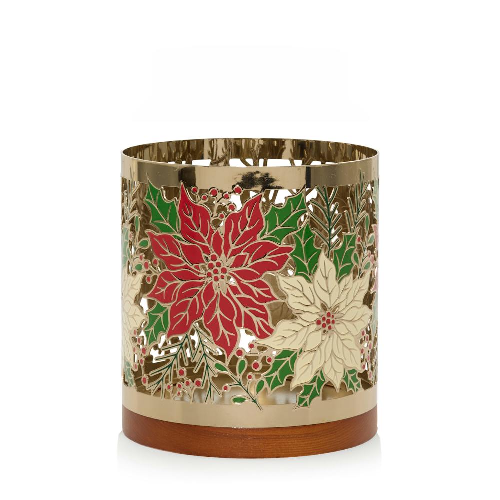 Metal Poinsettia  Jar Candle Holder