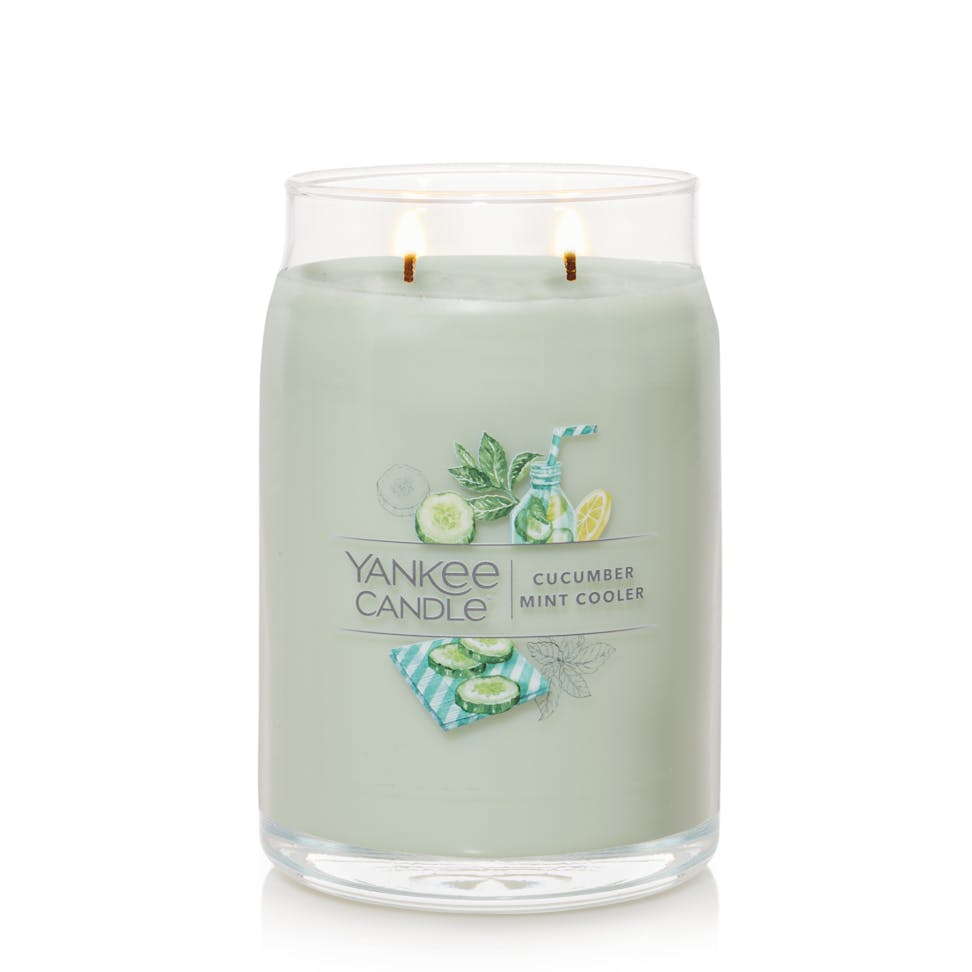 lit cucumber mint cooler signature large jar candle