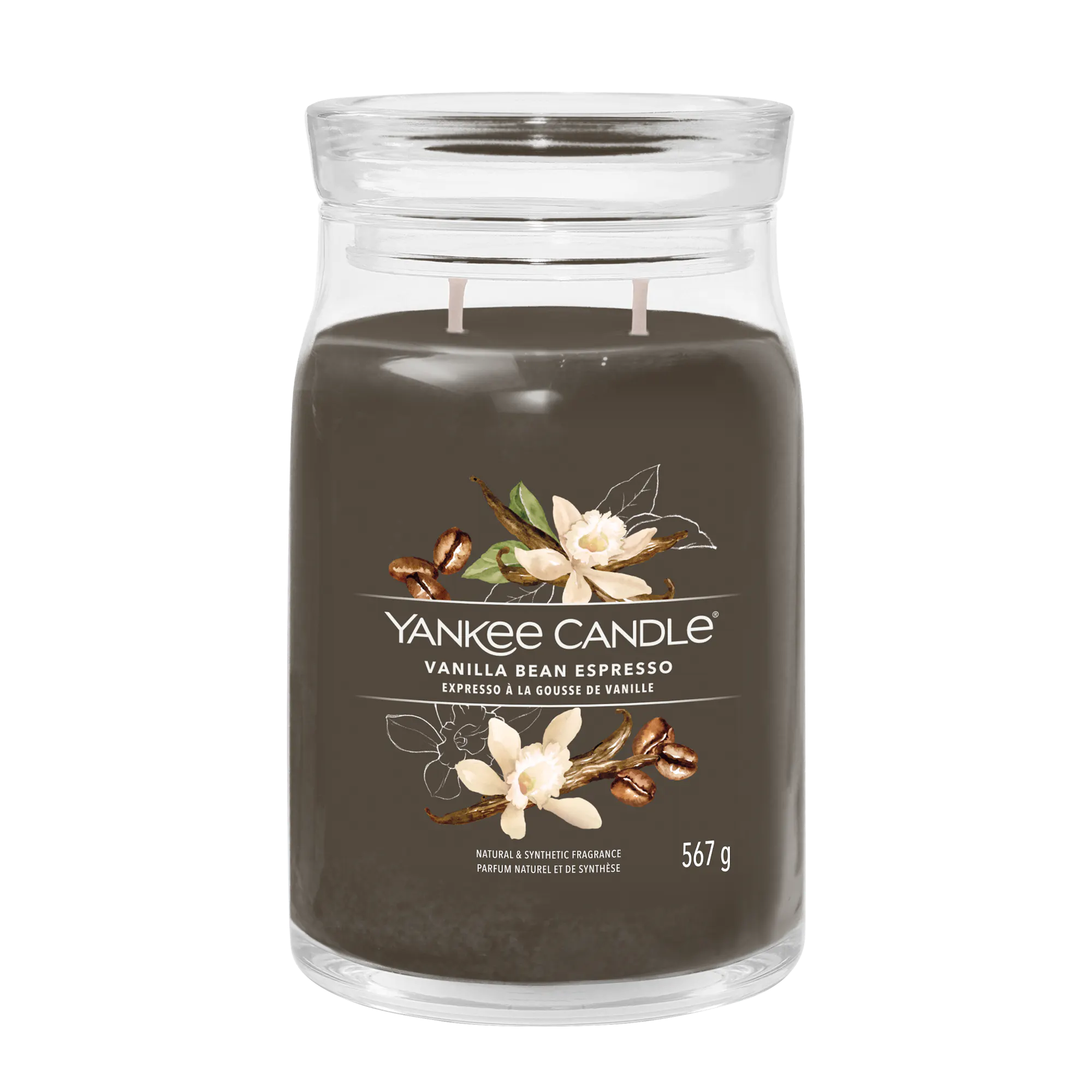 Vanilla Bean Espresso Candle Signature Large Jar Candle Yankee Candle, Brown, 9.3cm x 15.7cm | Sweet & Spicy
