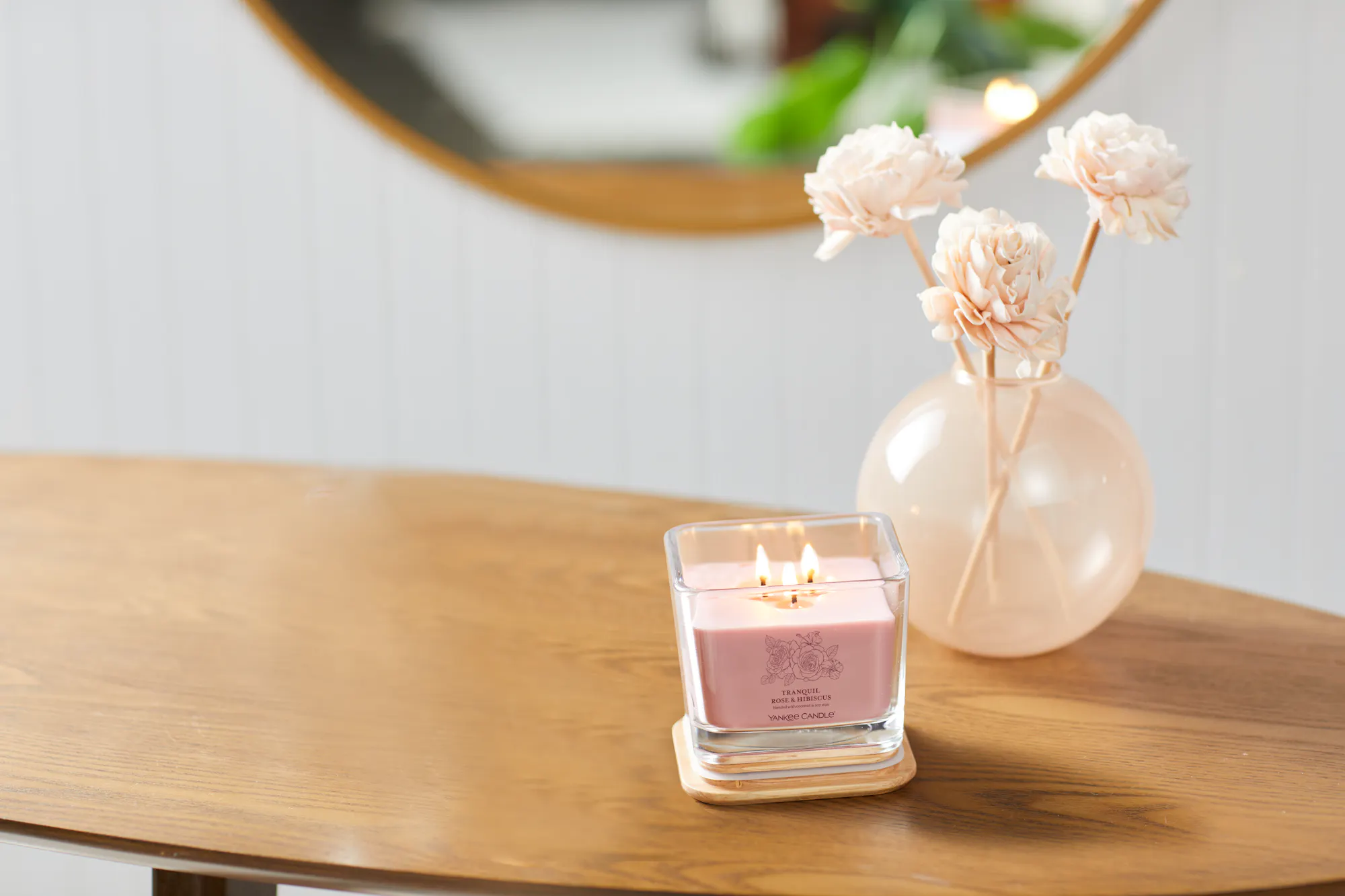 Tranquil Rose & Hibiscus Well Living Medium Square Candle - Medium Square  Candles