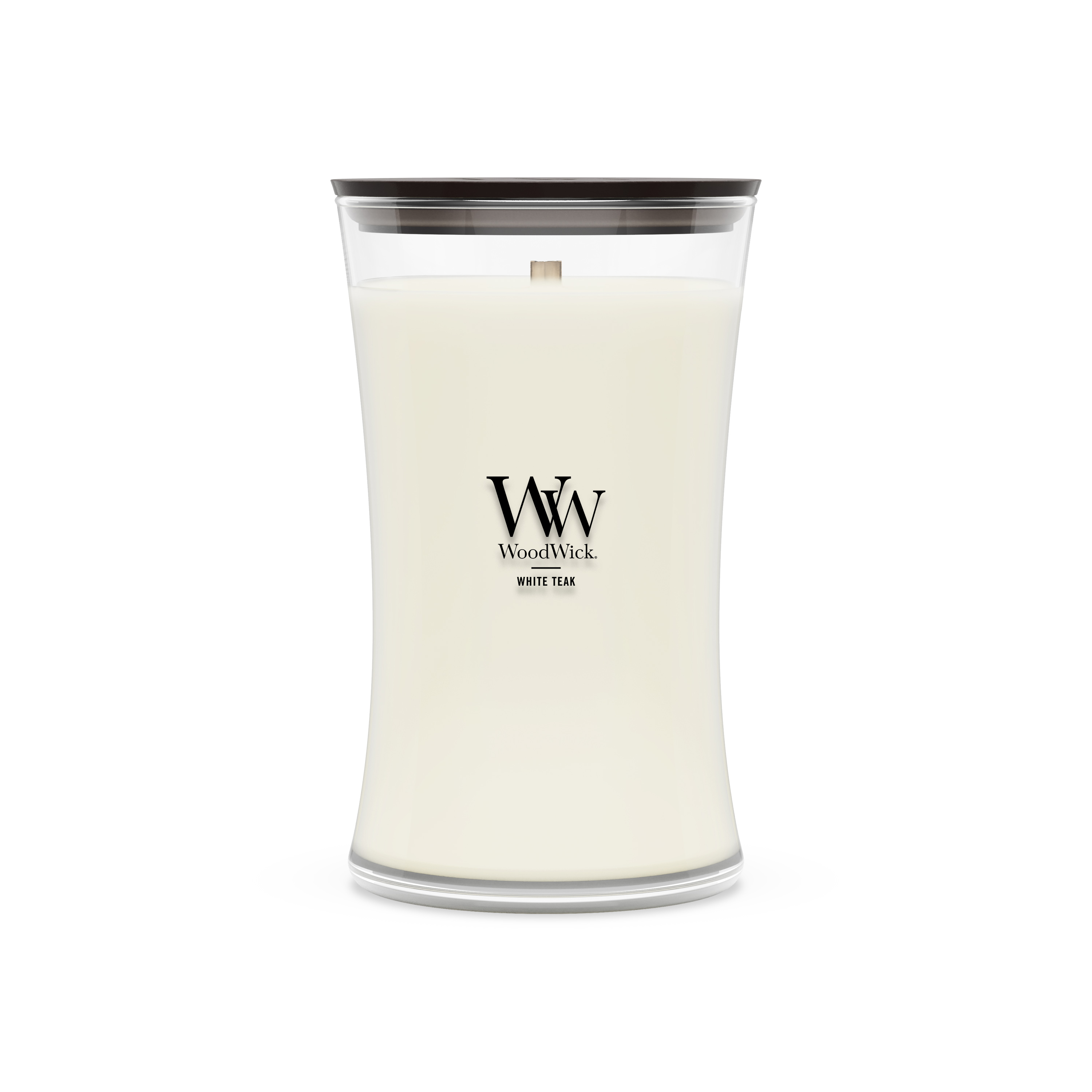 White Teak WoodWick® Large Hourglass Candle - Large Hourglass